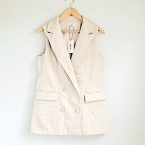 NWT, Women’s Vegan Leather Sleeveless Tunic Vest, Jason Wu, XS, cream